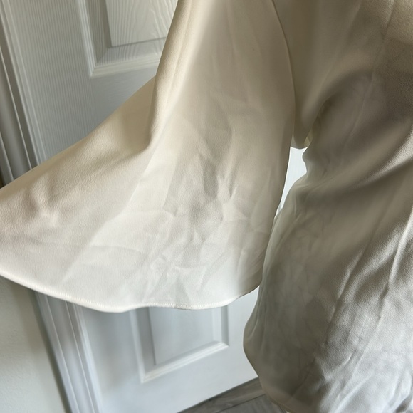 Zara Ivory Blouse with Cutout Design Cape Sleeve XL - Picture 6 of 8